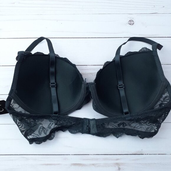 Rene Rofe Womens Underwire Bra 36B Light Padded Dark Gray Lace 96A - Picture 3 of 4